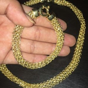 925 Yellow Silver Neckless & Bracelet Set